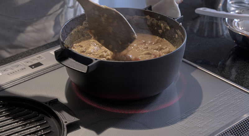 Enameled Deep Cast Iron Pan