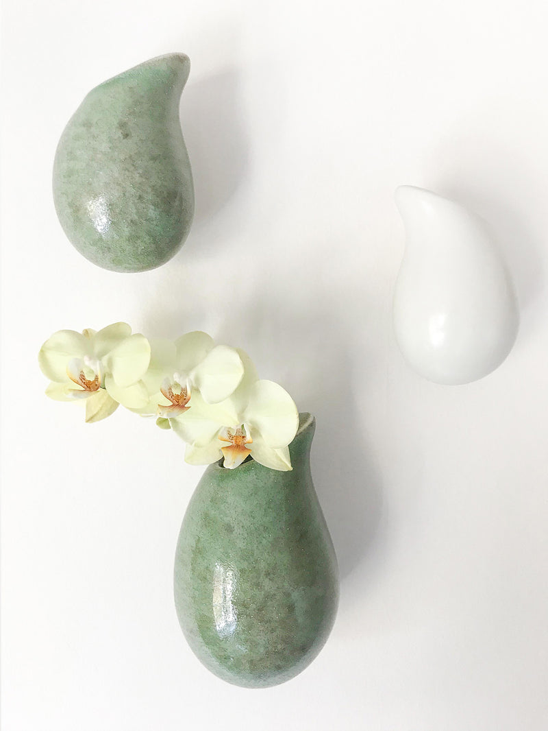 Sea Green Droplet Wall Vase S