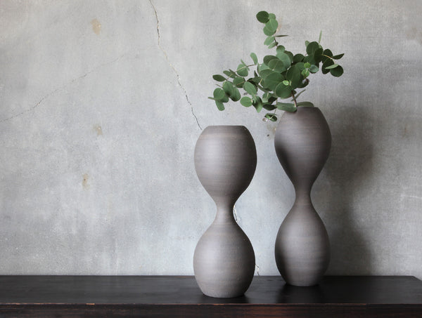 Grey Hour Glass Vase