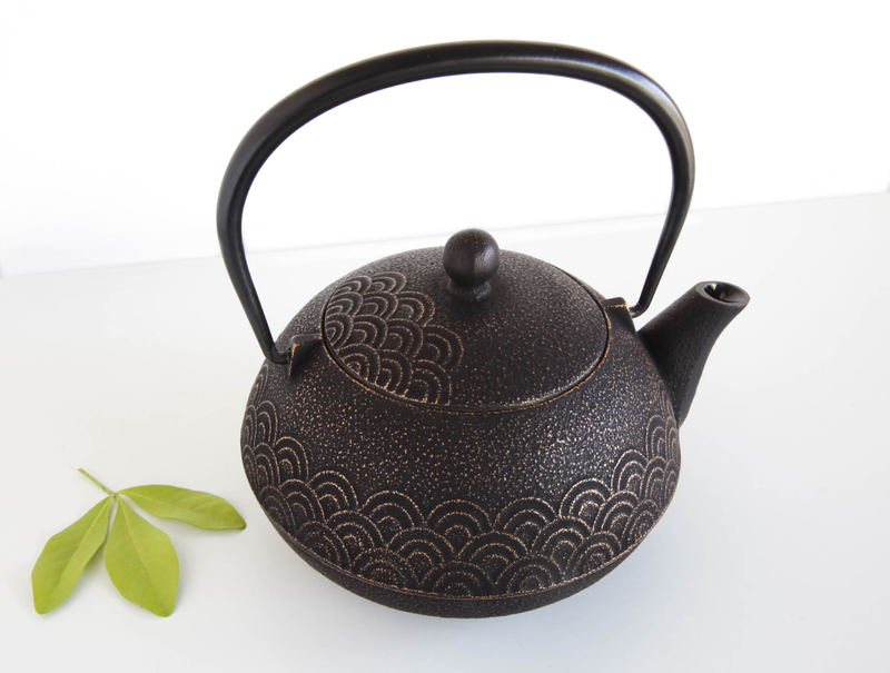 Seigaiha Teapot Gold Black 900ml