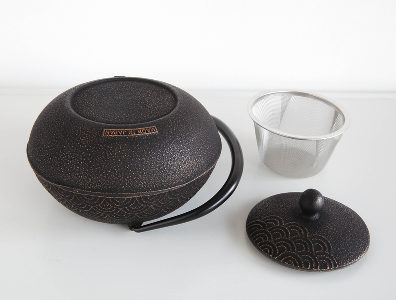 Seigaiha Teapot Gold Black 900ml