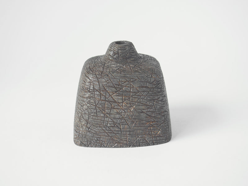 Groove Marked Wooden Vase