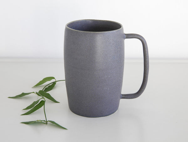 Tall Grey Blue Porcelain Mug