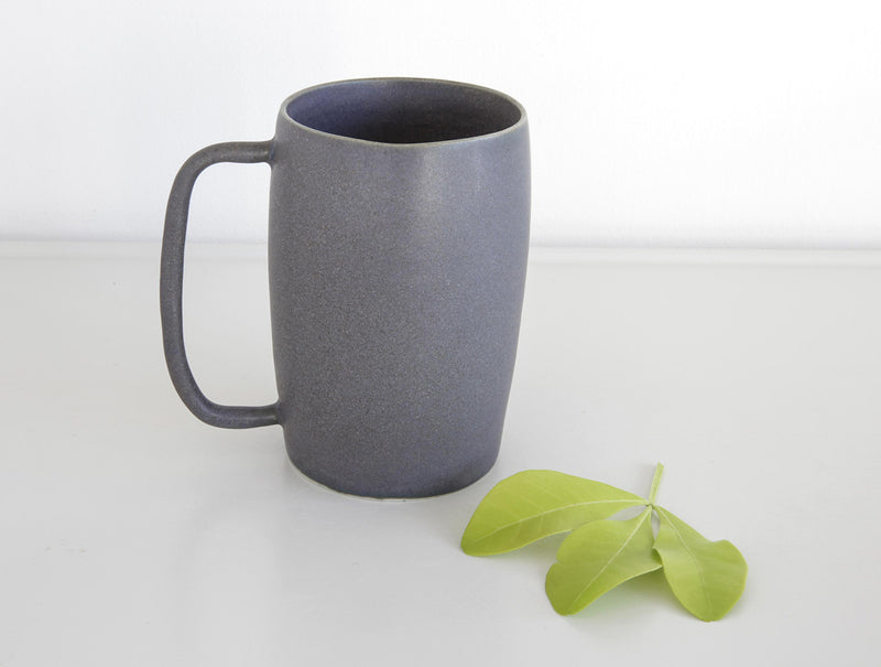 Tall Grey Blue Porcelain Mug