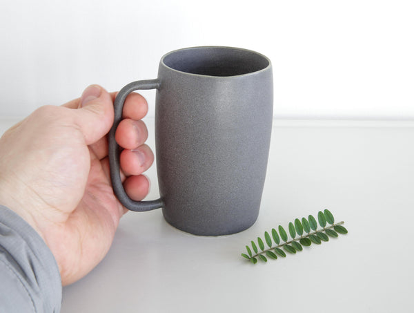 Tall Grey Blue Porcelain Mug