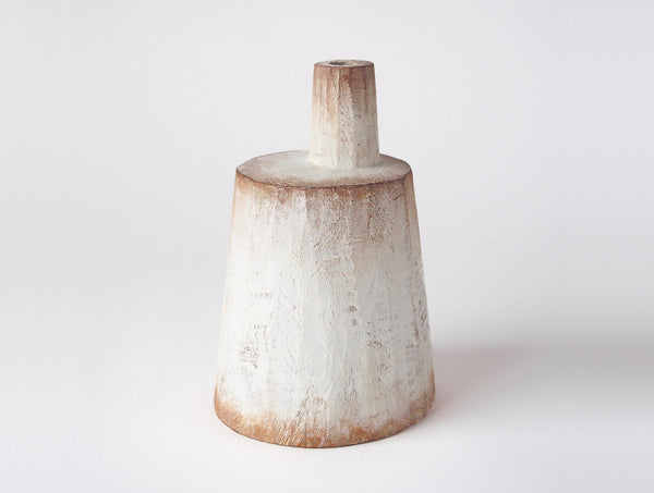 Tsuchikata White Wooden Vase